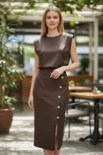 Ženska haljina s gumbima EMMA - Slika 4